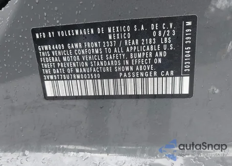 2024 Volkswagen Jetta Gli 40Th Anniversary Edition z USA, uszkodzony, nr VIN 3VW9T7BU7RM003590